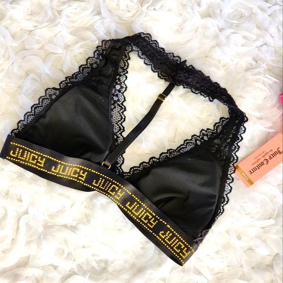 ❤️Sexy 2 Pack Lace Bralette Bra by Juicy Couture Hot Pink & Black Size Medium - Picture 4 of 9